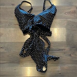 aerie Black and White Polka Dot One-Piece Swimsuit